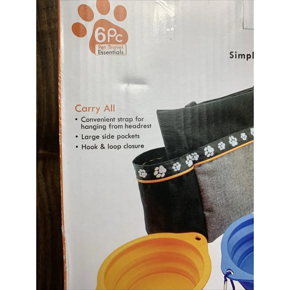 Simple Pet Travel Essentials 6 Piece Set W/ Carry Bag Dog Cat Kit Organizer NEW!